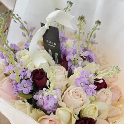 pretty roses and stocks choice-40 stems