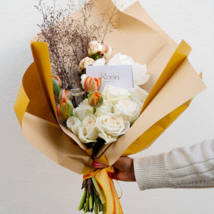 Parrot Tulip rose bouquet - out of season