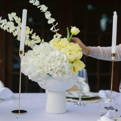 Centrepiece including vase- out of season