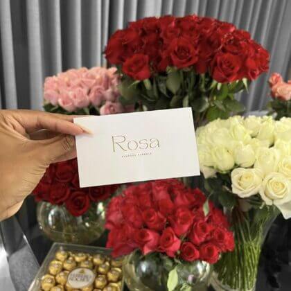 250 pink/red/white roses in vases (3 fish bowl bowl vases & 2 cylinder vases)