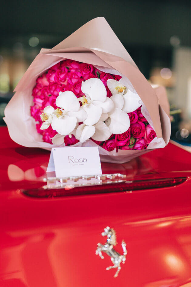 Cerise rose-orchid bouquet 40 stems (1 day lead time required) - Rosa ...