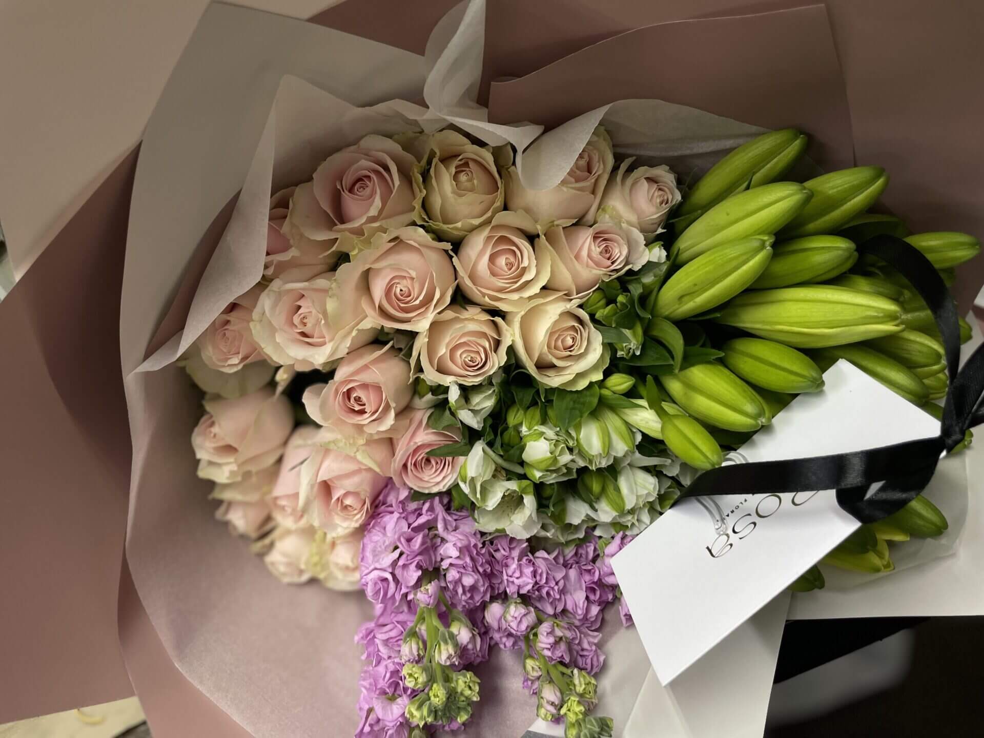 Inspiration bouquet - (color of stocks might be substituted if unavailable
