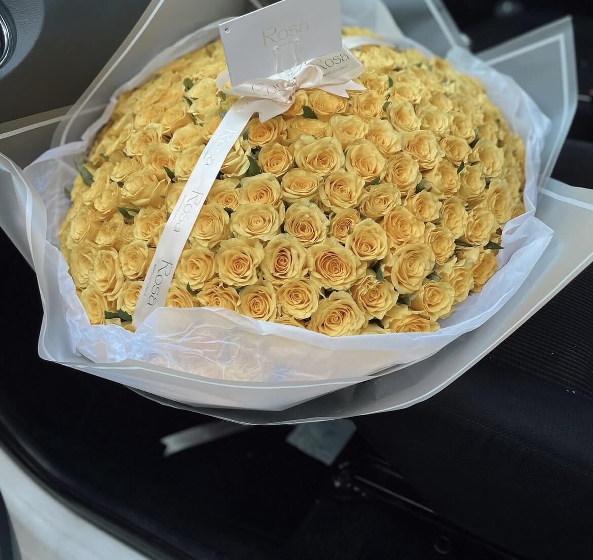 200 yellow roses- white wrapping (1 business day lead time) - Rosa ...